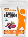 BulkSupplements.com Organic Beet Root Powder - Superfood Supplement, Beet Root Supplements - Vegan & Gluten Free, 3.5g per Serving, 100g (3.5 oz) (Pack of 1)