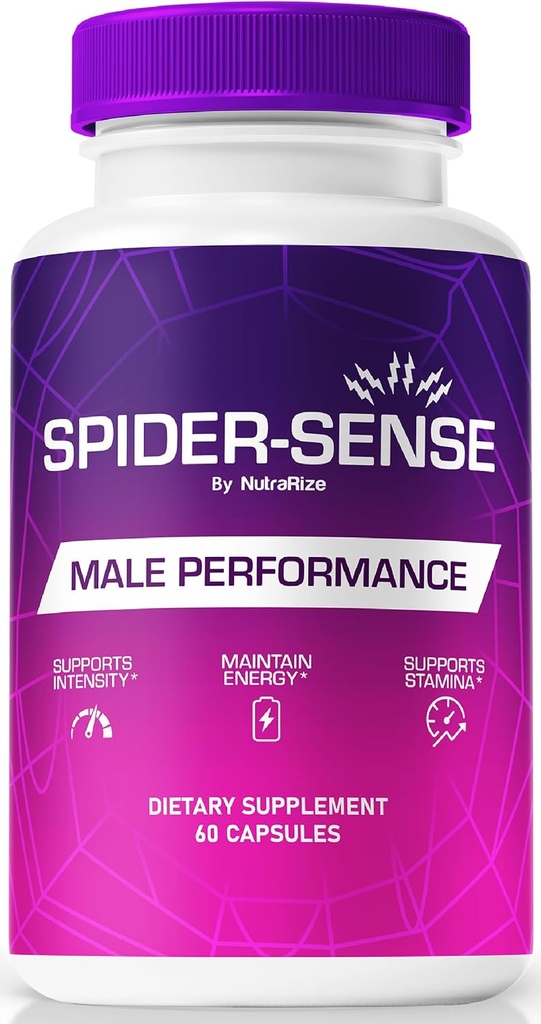 NutraRize Spider-Sense Pills, Official Spider Sense for Men with Premium Ingredients to Help Fuel Energy, Stamina & Confidence, Natural SpiderSense Male Formula Review (60 Capsules)