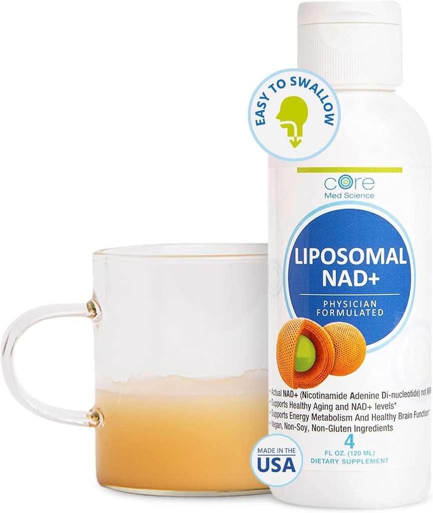 Core Med Science Liposomal NAD Supplement Liquid, 4 Fl Oz - NMN or Nicotinamide Riboside Alternative - Supports Healthy Aging & Energy Metabolism - Nicotinamide Adenine Dinucleotide Supplement