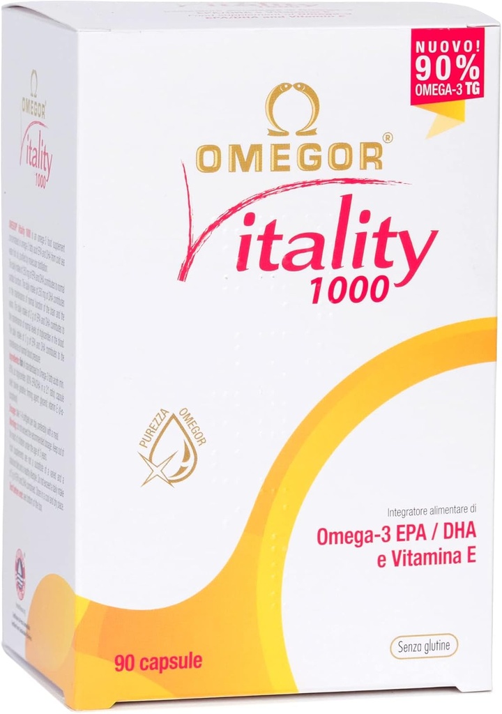 OMEGOR Omega 3 1000mg Fish Oil Capsules IFOS Certified Vitality 1000 DHA EPA Omega3 Supplement - No Fishy Aftertaste, Non-GMO (90 Softgels)
