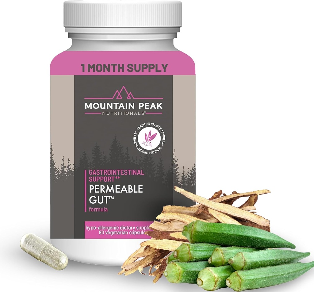 Mountain Peak Nutritionals Permeable Gut Formula - Helps Protect Stomach & Intestinal Lining - Leaky Gut & Gastro Support Supplement - Hypoallergenic Dietary Supplement (90 Vegetarian Capsules)
