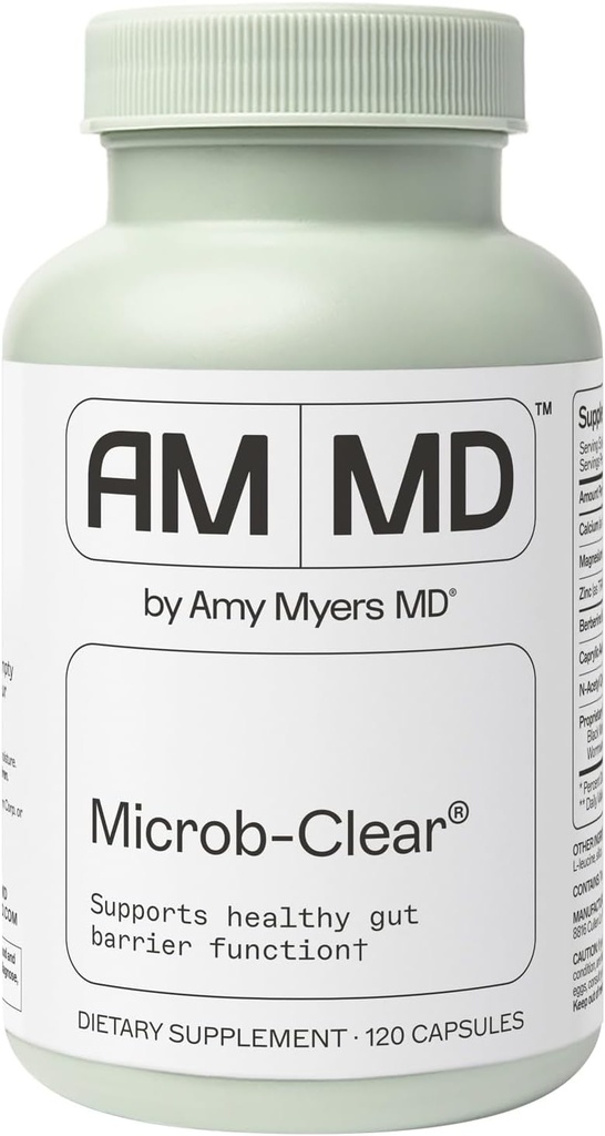 Amy Myers MD Microb-Clear - Microbiome Balance Support - Aids Gut Health, Daily Bowel Movements & Bloating - Supports Healthy Gut Flora - Gluten-Free, Dairy-Free & Non-Soy - 120 Capsules (60 Servings)