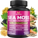 BMVINVOL Sea Moss Black Seed Shilajit Ashwagandha + Bladderwrack, Ginger, Moringa, Turmeric, Burdock, Ginseng, Rhodiola Rosea - 100 Capsules