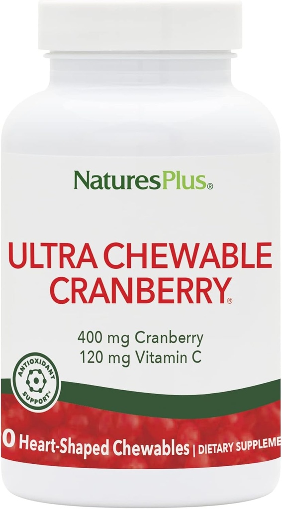 NaturesPlus Ultra Chewable Cranberry - 90 Love Berries Tablets - Promotes Urinary Tract Health - Non-GMO, Gluten Free - 45 Servings