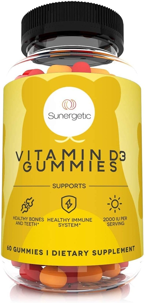Premium Vitamin D3 Gummies – Powerful Vitamin D Gummies to Support Healthy Bones, Mood & Immune System – 2000 IU of Vitamin D3 per Serving – 60 D3 Gummies