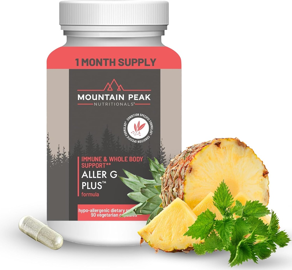 Mountain Peak Nutritionals Aller G Plus - Respiratory, Sinus, & Seasonal Allergy Support - w/Bromelain & Stinging Nettle - Promotes Healthy Immune Function (90 Vegetarian Capsules)
