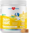 Omega 3 Fish Oil for Dogs - Skin & Coat Supplement with Cod Liver Oil, Algae, EPA & DHA Fatty Acids for Dog Shedding, Itch Relief, Hot Spots, Skin Allergy, Joint & Heart Support - 90 Soft Chews