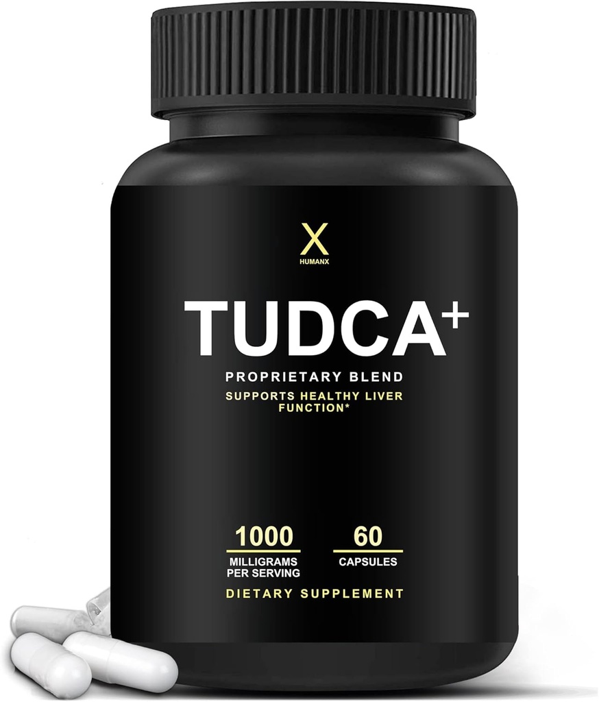 HUMANX TUDCA+ 1000mg Bile Salts Liver Support Supplement, Liver and Gallbladder Cleanse Supplement - Vegan, Non GMO - USA Made Easy to Swallow Capsules - Tauroursodeoxycholic Acid Supplements
