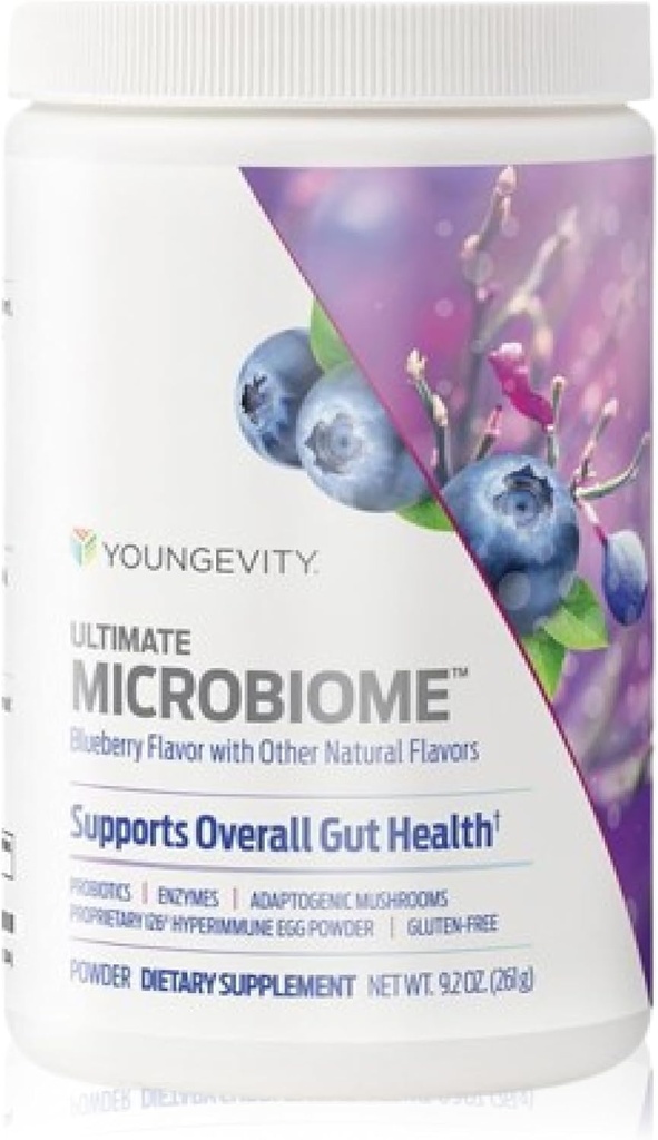 Youngevity Ultimate Microbiome – Prebiotic, Probiotic & Postbiotic Gut Health Supplement – i26® Hyperimmune Egg Powder, Probiotic Blend, DigeZyme™ Enzyme Complex – Supports Digestion & Immune Health