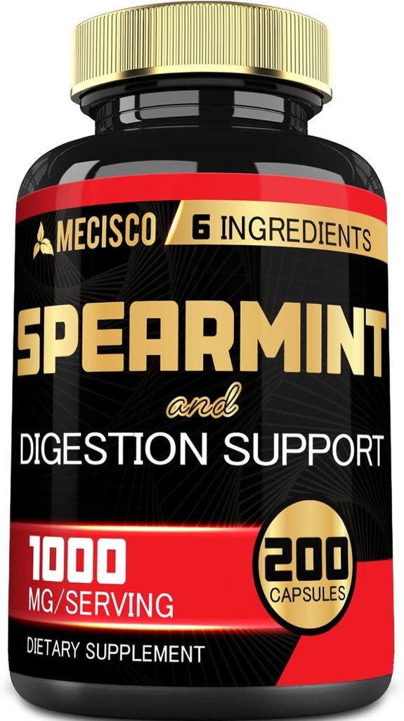 6in1 Spearmint Supplement with Berberine, Ginger, Turmeric Curcumin, Ceylon Cinnamon, Beet Root - 200 Capsules
