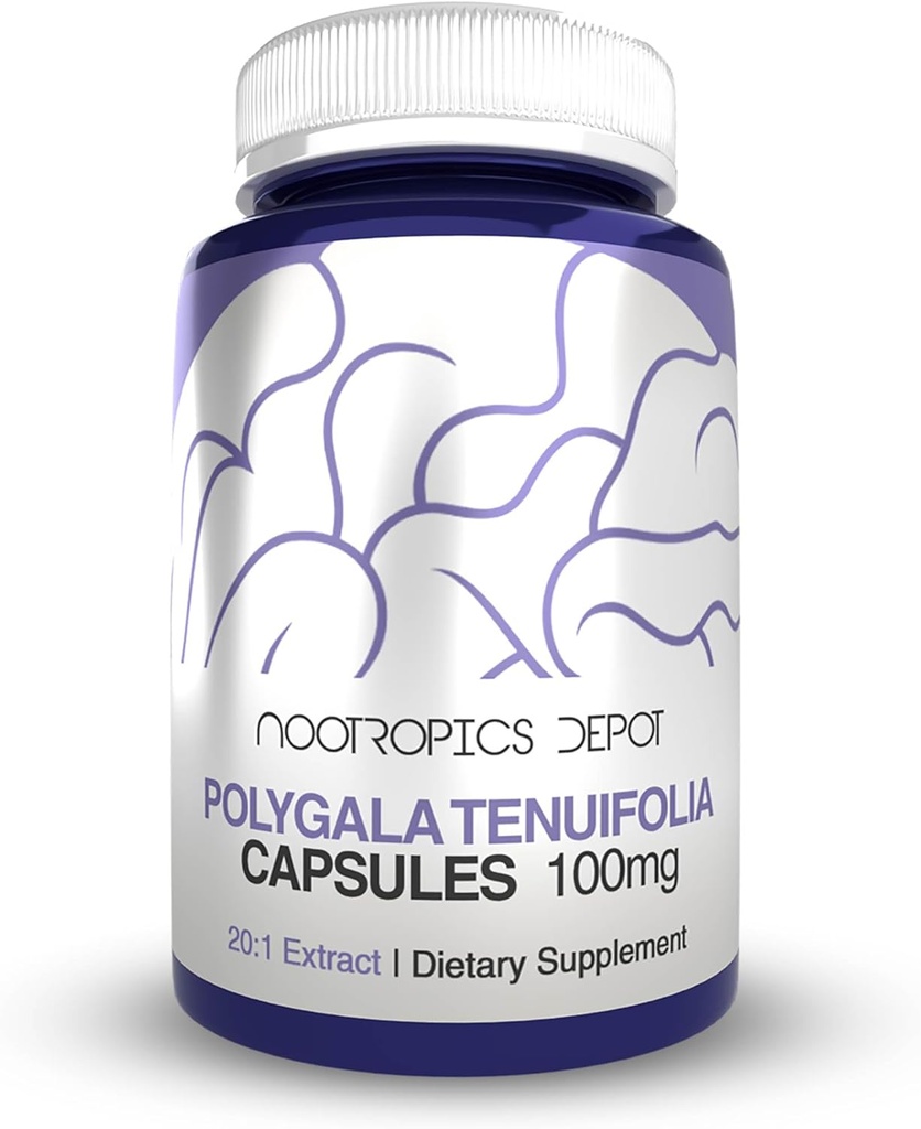 Nootropics Depot Polygala tenuifolia Capsules | 100mg | 90 Count | 20:1 Extract | Yuan Zhi | Promotes Cognitive Function, Learning and Memory | Supports Healthy Stress Levels | Adaptogen Supplement