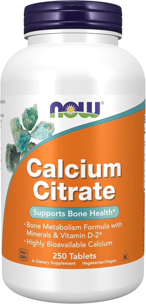 NOW Foods Supplements, Calcium Citrate with Vitamin D, Magnesium, Zinc, Copper, and Manganese, 250 Tablets