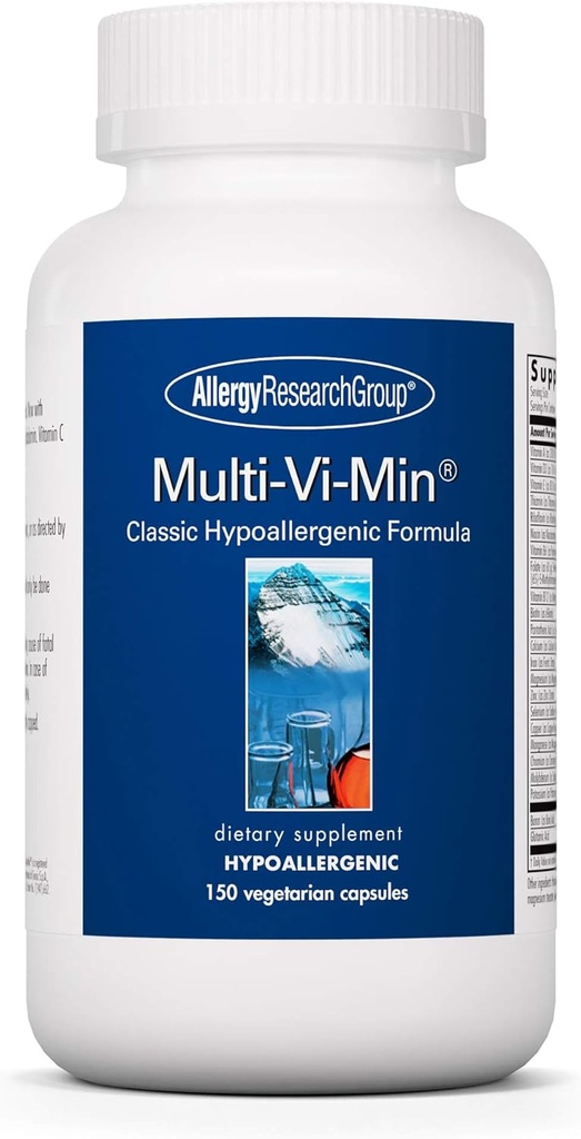 Allergy Research Group Multi-Vi-Min Supplement - Multivitamin for Men & Women, with Iron, Daily Vitamins, for Adults, High Potency, Bioavailable, Vegetarian Capsules - 150 Count