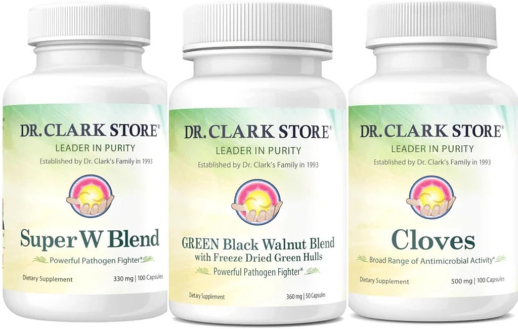 Dr Clark Store Intestine Support & Cleanse Kit - with Freeze-Dried Green Black Walnut Hulls, Wormwood, and Cloves-Helps Maintain Optimum Intestinal Function