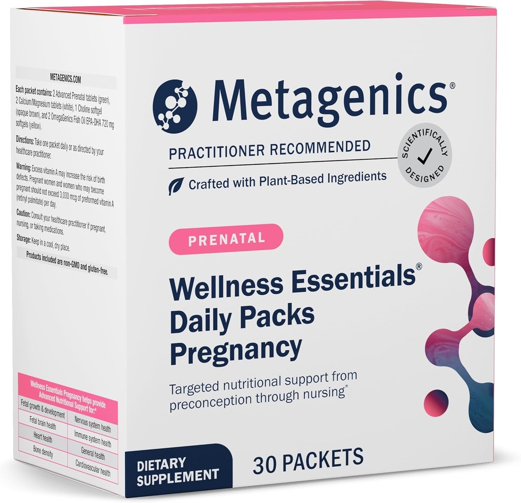 Metagenics Wellness Essentials Pregnancy - Prenatal, Pregnancy & Nursing Support* - With Omega-3 Fatty Acids, Folate, Choline & Antioxidants - Supports Fetal Brain, Bone & Immune Health* - 30 Packets