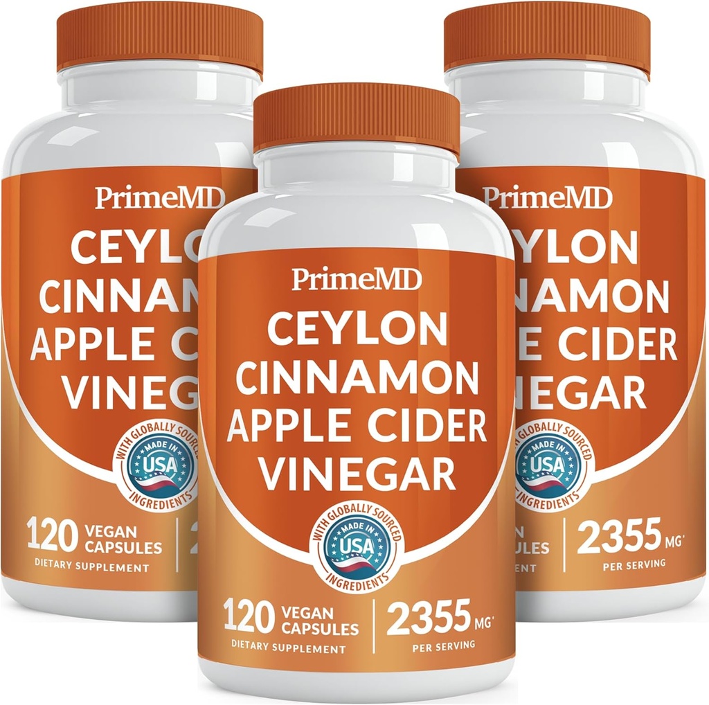 5-in-1 Ceylon Cinnamon Capsules 2355mg - Ceylon Cinnamon and Apple Cider Vinegar Capsules - Turmeric and Panax Ginseng - Cinnamon Supplements with Bioperine (120ct, Pack of 3)