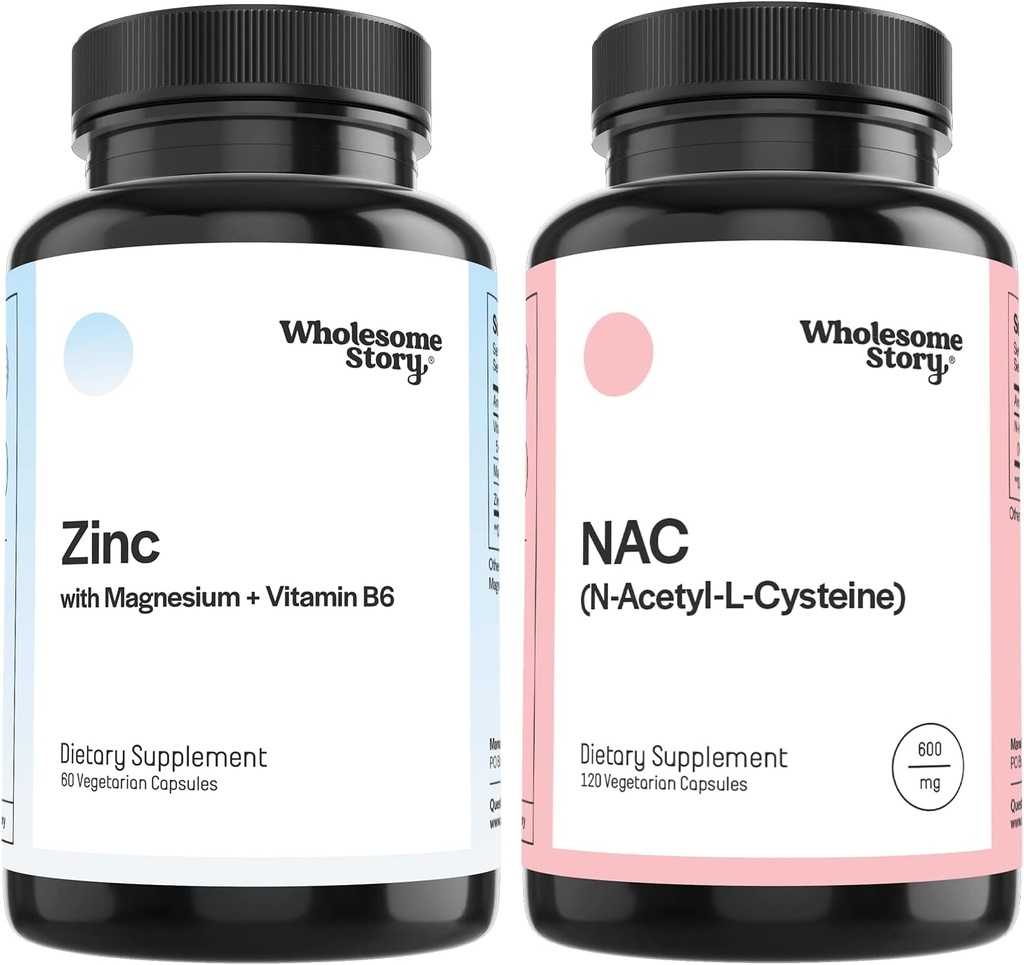 3-in-1 Zinc, Magnesium Glycinate & Vitamin B6 + NAC Supplement N Acetyl Cysteine 600 mg Bundle Supplement| Liver, Lung & Fertility Support | Hormone Balance & Immune Support | 30 & 120 Servings