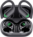 Wireless Earbuds Bluetooth 5.4 Headphones, 96hrs Playtime, Wireless Charging Case LED Display, Over Ear Headphones, ENC Noise Cancelling, Hi-Fi Sound, IP7 Waterproof, for Sports Workouts (Deep Black)
