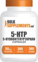 BulkSupplements.com 5-HTP Capsules - 5-Hydroxytryptophan, 5-HTP 50mg - 5 HTP Supplement for Well-Being - Amino Acid & Gluten Free, 1 Capsule per Serving, 365 Capsules (Pack of 1)
