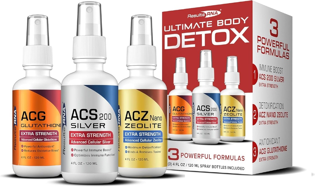 Results RNA–Ultimate Body Detox Extra Strength System – ACS 200 Silver/ACZ Zeolite/ACG Glutathione Detoxify, Boost Immunity & Reduce Oxidative Stress