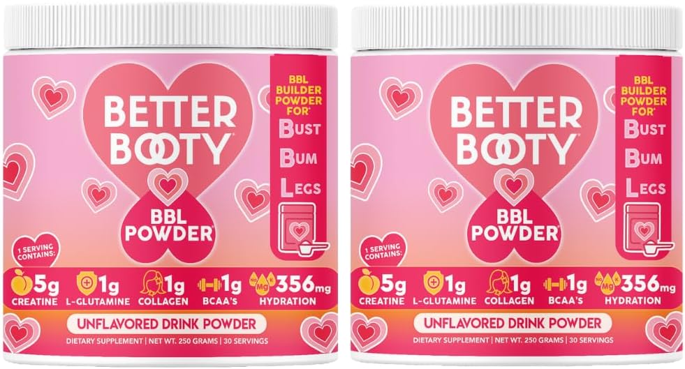 Creatine Monohydrate Powder for Women, Complex w. 5G Creatina per Serving + Glutamine, Collagen, BCAAs & Hydration Blend Energy, Muscle + Glute Builder, Unflavored 2-Pack (60 Servings)