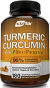 NutriFlair Turmeric Curcumin with BioPerine - 1300mg, 180 Capsules - 95% Standardized Curcuminoids Turmeric Supplement Extract with Black Pepper for Optimal Absorption - 180 Capsules
