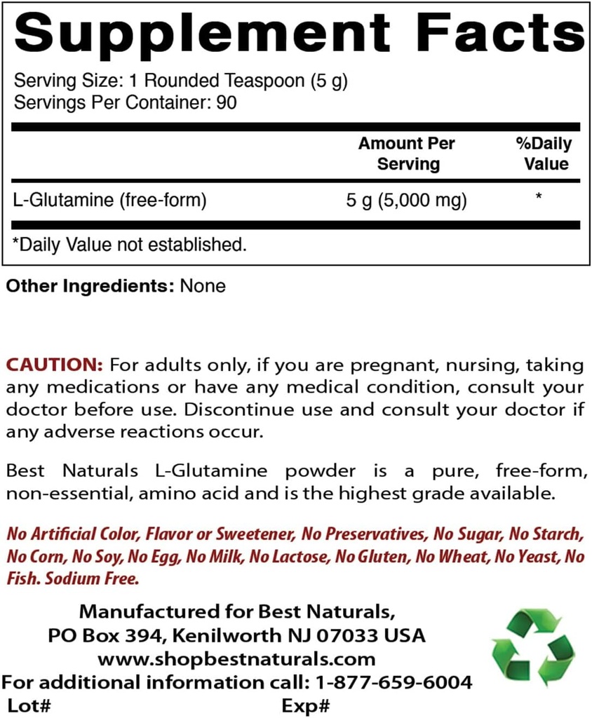 L-Glutamine Pure Powder 1 LB & Magnesium Glycinate 425 mg