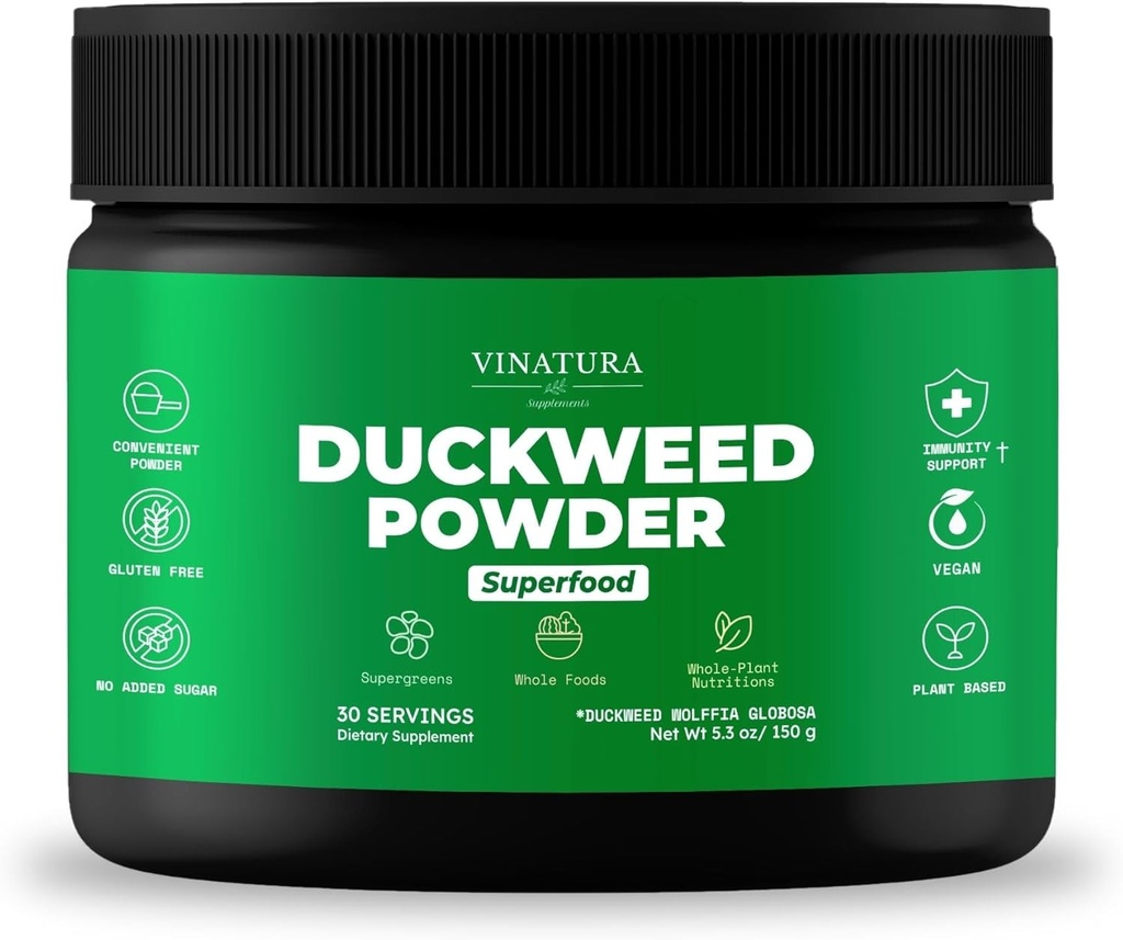 VINATURA Duckweed Powder - Duckweed Supplement, Superfood Digestive Health, Fiber-Superfood Powder of Wolffia Globosa