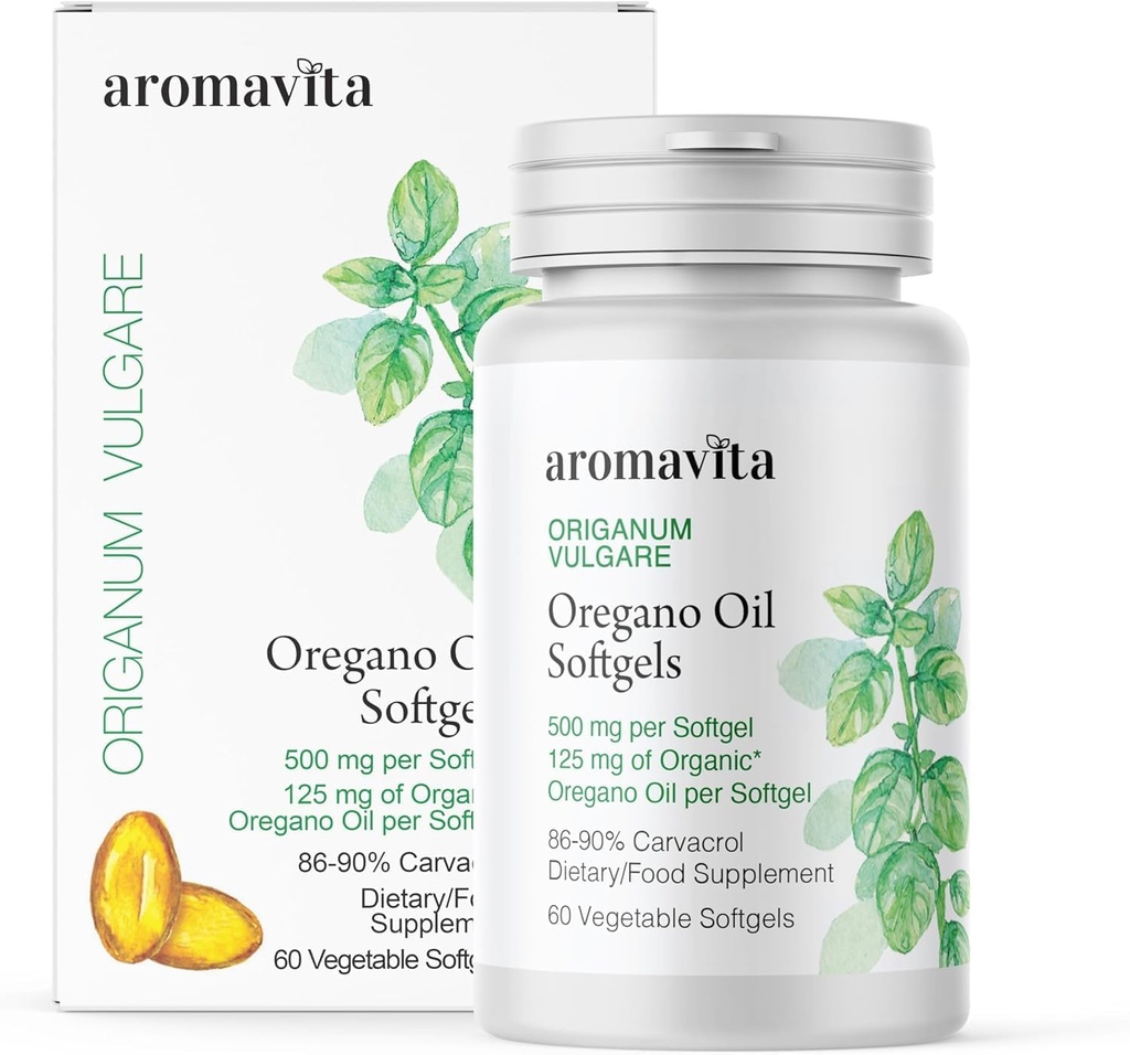 Oregano Oil Capsules – 108mg Carvacrol per Softgel – High Potency Immune & Digestive Support – Vegan, Non-GMO, Gluten-Free – 60 Softgels – Greek Organic Wild Oregano