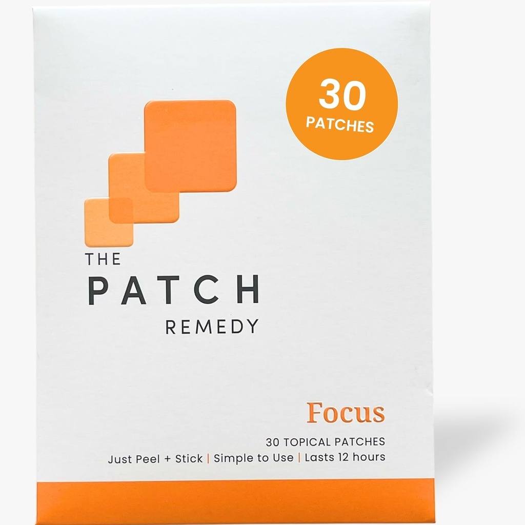 The Patch Remedy Focus Patch | Ginkgo Biloba, Acetyl-L-Carnitine, Bacopa, Magnesium L-Threonate, Green Tea | 30 Patches