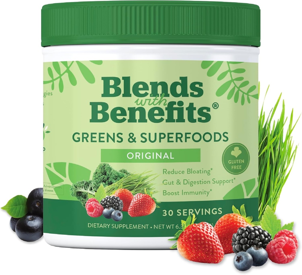 360 Nutrition Super Greens Powder with Probiotics & Digestive Enzymes, Sugar & Gluten Free, Plant-Based Superfood for Gut Health, Immunity - 6.35 oz