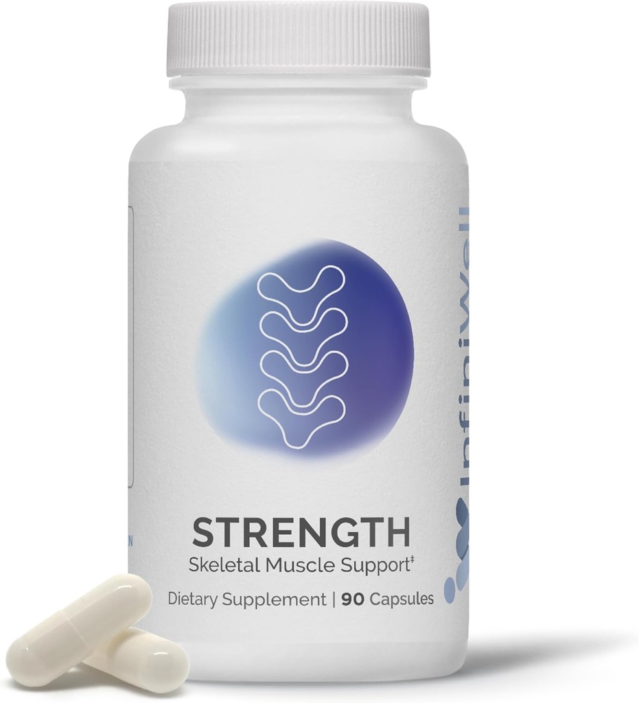 InfiniWell Strength - Muscle Recovery Supplements for Healthy Aging - HMB Supplement for Stamina, Endurance, Strength Gains & Mobility - Nourish Healthy Muscle Mass & Tissue Quality (90 Capsules)
