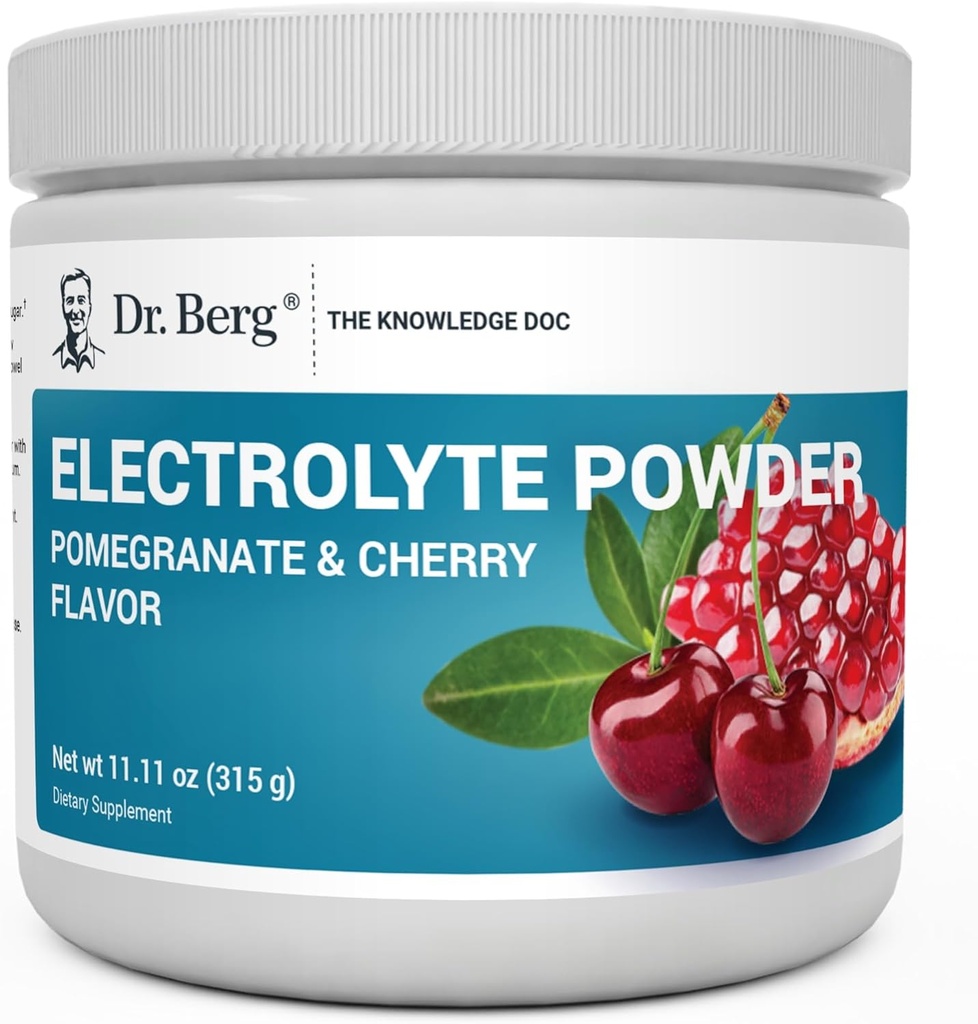 Dr. Berg Zero Sugar Hydration Keto Electrolyte Powder - Enhanced w/ 1000 mg of Potassium & Real Pink Himalayan Salt (NOT Table Salt) - Pomegranate and Cherry Hydration Drink Supplement - 50 Servings
