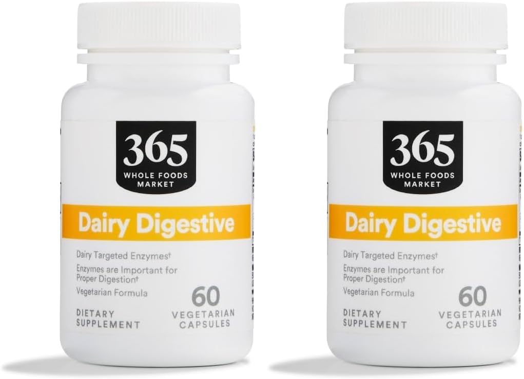 365 by Whole Foods Market, Dairy Digestive Enzymes, 60 Count (Pack of 2)