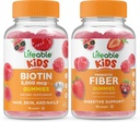 Lifeable Biotin Kids + Prebiotic Fiber Kids, Gummies Bundle - Great Tasting, Vitamin Supplement, Gluten Free, GMO Free, Chewable Gummy