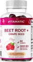 Vitamatic Beet Root Gummies - 3000mg Equivalent Per Serving - 60 Gummies - Made with Vitamin B6, B12, Grape Seed, Pomegranate & Nicotinamide (Pack of 2)