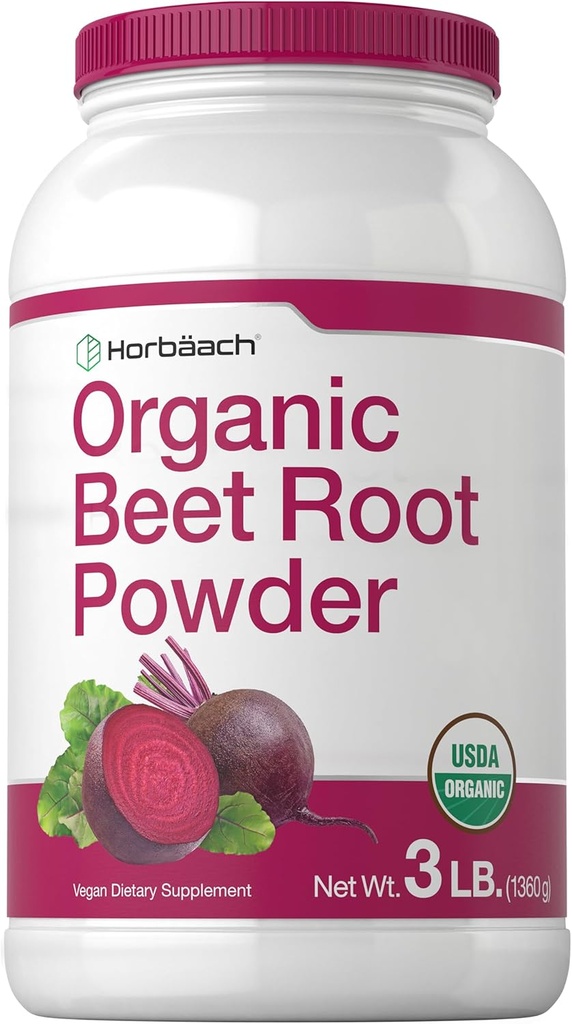 Horbäach Organic Beet Root Powder | 3lb Bulk Supplement | Raw Superfood | Vegan, Non-GMO, and Gluten Free Formula