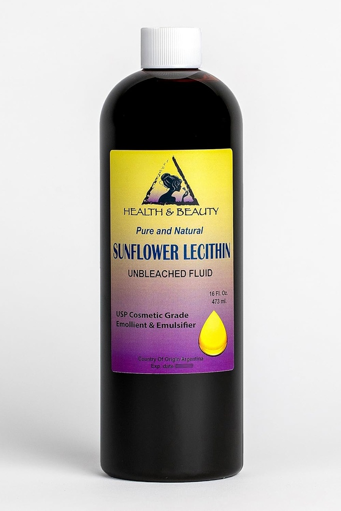 Lecithin Sunflower Unbleached Fluid Liquid Emulsifier Emollient Stabilizer Pure 16 oz