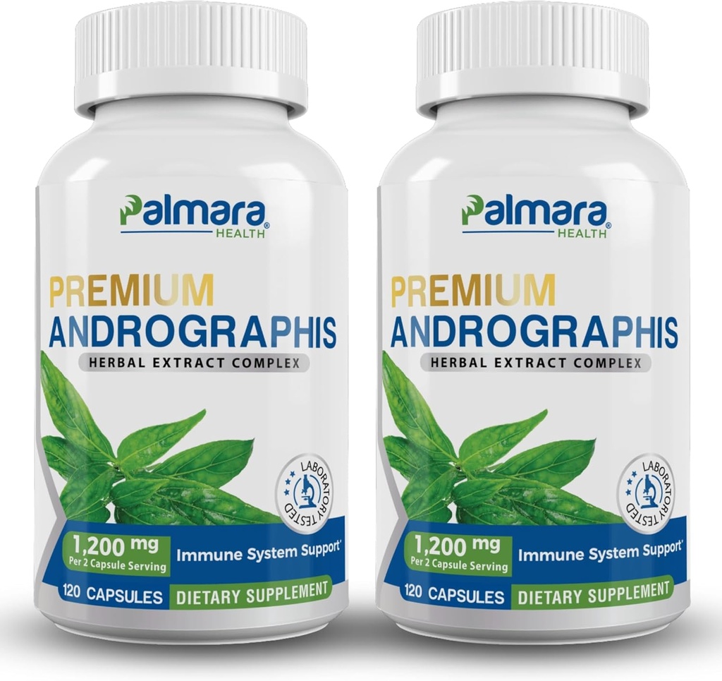 Palmara Health Premium Andrographis Paniculata Extract 2 Pack - 1,200mg (100mg Andrographolides) per Serving, Non-GMO, Vegan, Gluten Free
