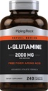 Piping Rock L Glutamine Powder Capsules | 2000 mg | 240 Pills | Supplement for Women & Men | Free Form Amino Acid | Non-GMO, Gluten Free