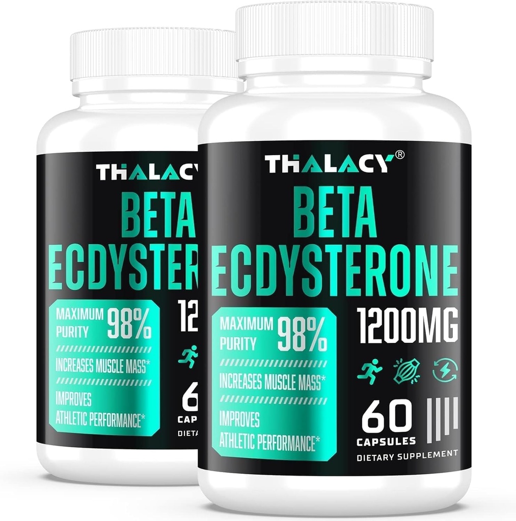 1200MG Beta Ecdysterone Supplement, 98% Maximum Purity Ecdysterone Supplements for Lean Muscle Mass, Athletic Performance & Strength, 120 Capsules