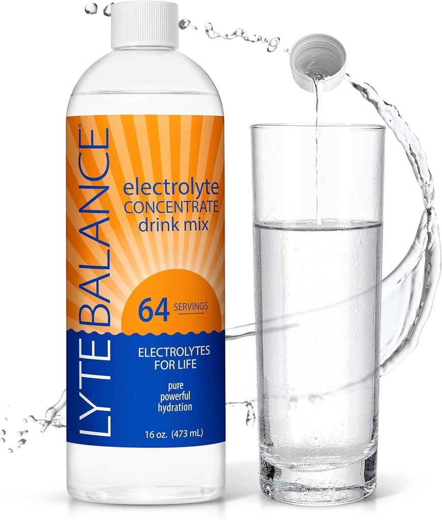LYTE BALANCE Electrolye Concentrate | Liquid Electrolytes Drink Mix w/Sodium, Potassium & Magnesium | Daily Hydration, Muscle Recovery, Immune Support, Rehydration | Keto, No Sugar (64 Servings)