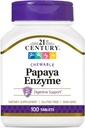 Vitafusion Fiber Well Sugar Free Fiber, 90 Count and 21st Century Papaya Enzyme Chewable Tablets, Tropical, 100 Count