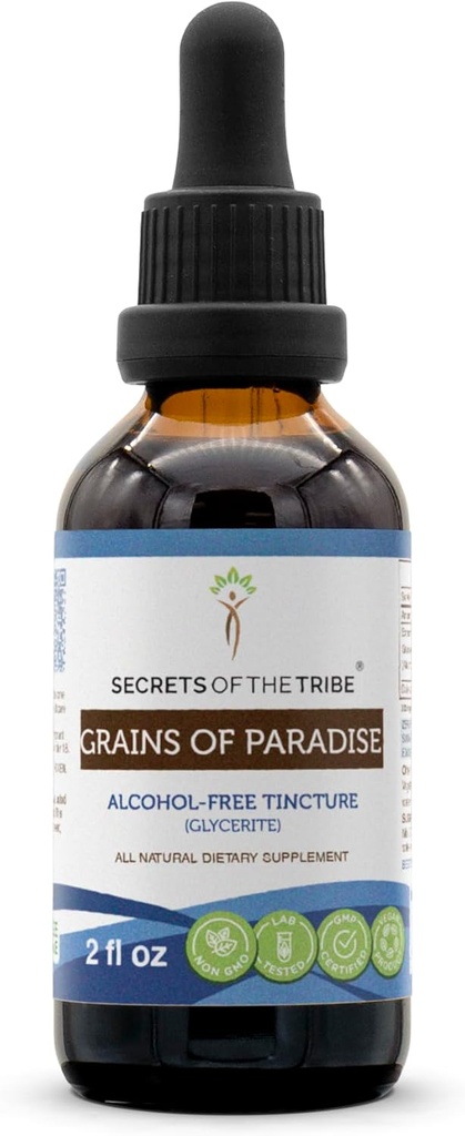 Grains of Paradise Tincture Alcohol-Free Liquid Extract, Grains of Paradise (Aframomum melegueta) Dried Seeds (2 FL OZ)