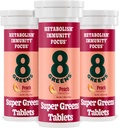 8Greens Supergreens Tablets | Super Greens Powder Superfood Tablet, Metabolism Immunity & Focus, Daily Greens Effervescent Tablets, Organic: Aloe Vera, Spirulina, Chlorella, Peach, 30 Servings