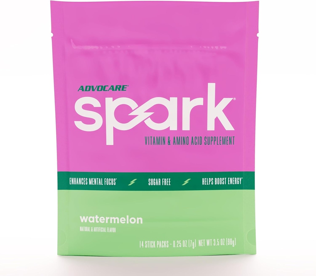 AdvoCare Spark - Energy Drink Mix - Vitamin & Amino Acid Supplement - Supports Energy & Focus* - Portable Immune Support* - Sugar-Free - Watermelon, 14 Stick Packs (3.5 oz)