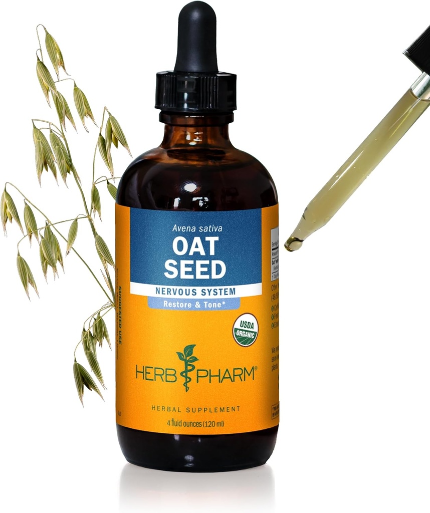 Herb Pharm Certified Organic Oat Seed Liquid Extract for Nervous System Support - 4 Ounce