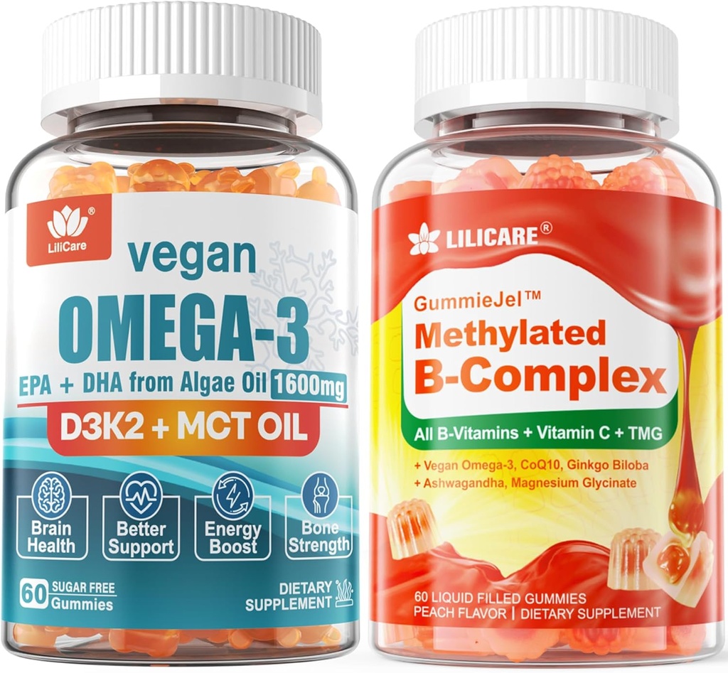 Vitamin B Complex Filled Gummies Vegan Omega3 Gummies 1280mg
