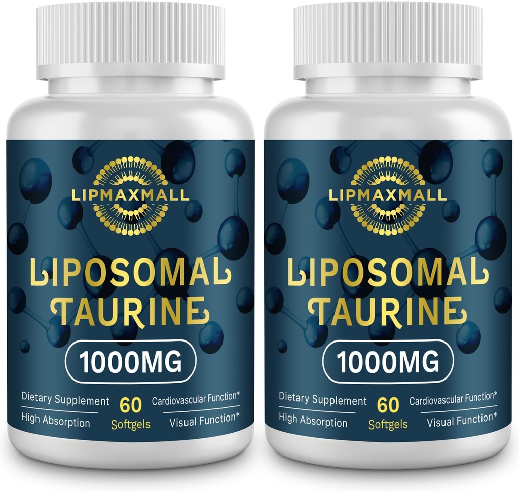 Liposomal Taurine Supplement 1000mg, High Absorption Amino Acid for Heart, Nerve, Brain, Visual (60 Softgels - 2 Pack)
