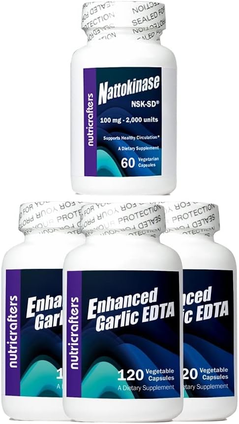3 Bottles Enhanced Garlic EDTA with a Free Bottle of Nattokinase